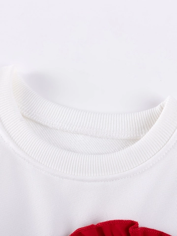 Sweat-shirt À Manches Longues Pour Filles Et Pantalon De Jogging À Cœur Volant Ensemble En Polyester Doux Pour Enfants
