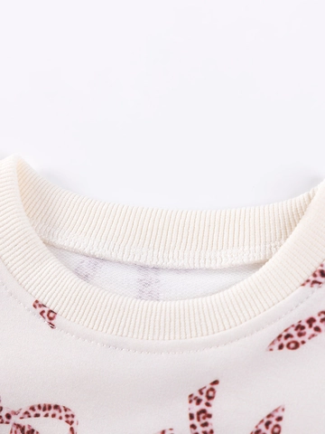 Ensemble Sweat-shirt à Manches Longues et Pantalon Évasé Rose pour Filles Imprimé Nœud Léopard Automne Tenue Deux Pièces