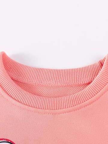 Set da 2 Pezzi da Ragazza con Felpa a Maniche Lunghe e Pantaloni Stampa a Cuore Rosa Completo Autunnale Casual per Bambini