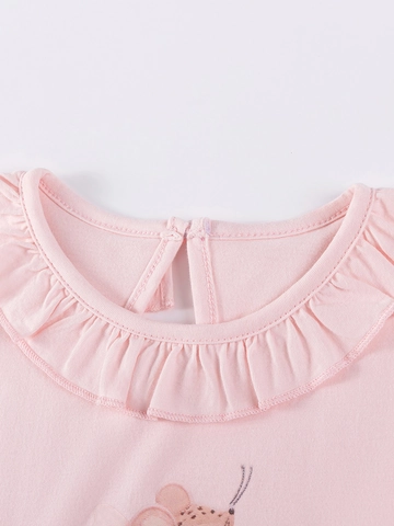 Little Maven Meisjes Roze Korte Mouw Jurk Cartoon Muis Pailletten Tule A-Lijn Katoen Zomer Ruffle Kraag Prinses Rok Voor Kinderen