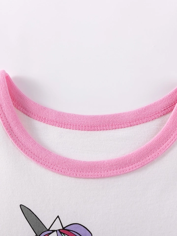 Robe de Princesse Licorne Arc-en-Ciel pour Filles Haut en Coton à Manches Courtes Jupe en Maille Rose Tenue d'Été Enfant