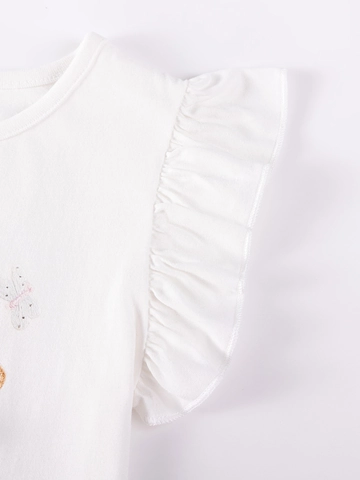 Meisjes Katoenen Kleding Set Schattige Konijn Print Flutter Mouw Top En Bloemenbroek Casual Kinderen Zomer Tweedelige Outfit