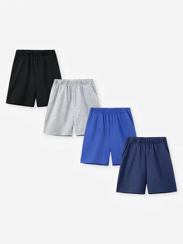 Boys Cotton Casual Shorts Summer Elastic Waist Breathable Sweatpants Soft Solid Color Kids Bottoms Short Pants Daily Wear