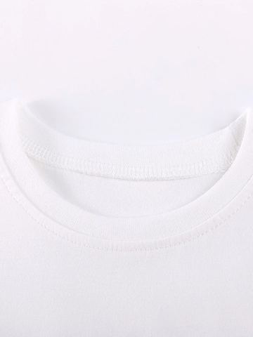 Ensemble de Vêtements d'Été pour Filles T-shirt en Coton Blanc Short Rose Danseuse de Ballet Maille 3D Manches Volantées
