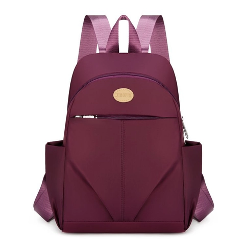 Women Casual Nylon Backpack Lightweight Waterproof Large Capacity School Bag Solid Color Travel Daypack For Teen Girls
