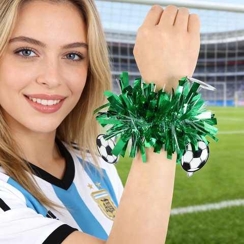 Fleur De Poignet De Football Cheerleader Pom Poms Serpentins PET Pour Fans De Foot Danse Performance Accessoires De Fête