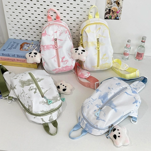 Korean Style Fashion Tie Dye Chest Bag Nylon Small Crossbody Bag Casual Versatile Women Shoulder Bag