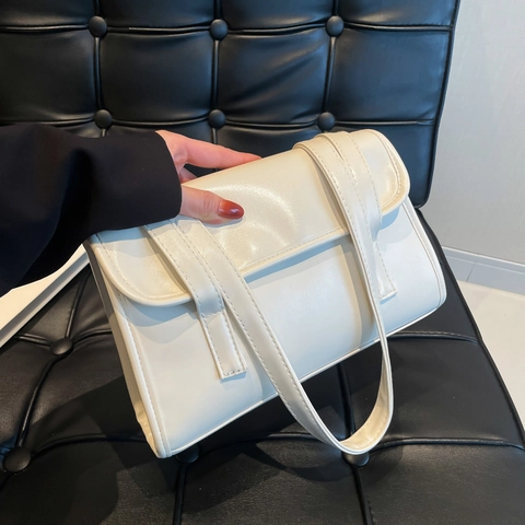Vintage PU Leder Unterarmtasche Für Damen Minimalistische Kleine Quadratische Schultertasche Große Kapazität Lässige Pendler Handtasche Mit Doppelriemen