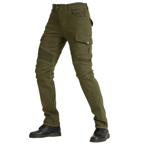 Pantaloni da Moto per Uomo Con Imbottiture Protettive Rimovibili Cargo Biker Jeans in Misto Cotone Pantaloni per Outdoor