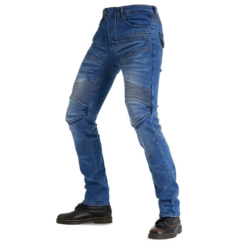 Pantaloni Professionali da Moto Con 4 Imbottiture Protettive Rimovibili Jeans da Uomo Biker Pannelli a Fisarmonica