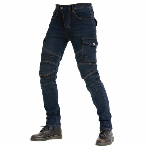 Unisex Motorcycle Riding Jeans With Removable CE Protectors Protective Racing Cargo Pants Accordion Stretch Biker Denim Trousers