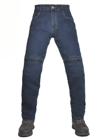 Pantalon de Moto Unisexe en Mélange de Coton Denim Avec Coussinets de Protection Amovibles Pantalon Motard Droit Anti-chute