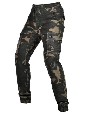 Pantaloni da Moto Cargo da Uomo con Stampa Camouflage Multi-Tasche Protezioni Anticaduta Pantaloni Moto Slim Fit