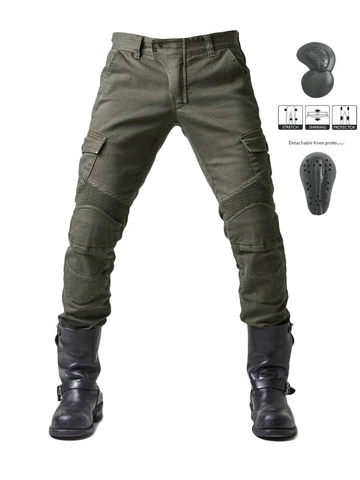 Heren Motorrijbroek Beschermende Cargo Broek Met Afneembare Kniebeschermers Stretch Shirring Tactische Motorfiets Fietsbroek