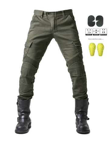Pantaloni da Motociclista da Uomo Con Protezioni Rimovibili Cargo Jeans Tattici Pieghe Elasticizzati Vestibilità Aderente Pantaloni Outdoor