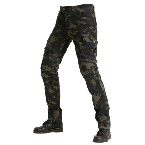 Pantaloni da Moto Protettivi da Uomo Pantaloni Cargo Mimetici Con Armatura Rimovibile Ginocchiere Fianchi Pantaloni Tattici