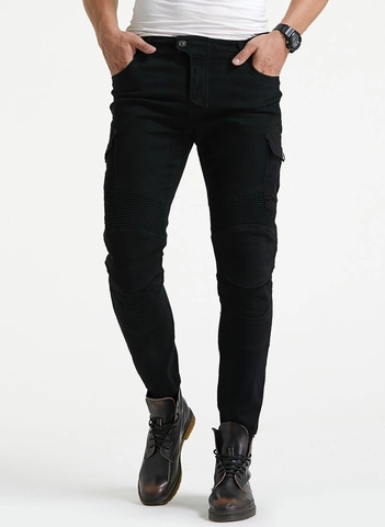 Jeans da Moto da Uomo Con Protezioni Vestibilità Slim Pantaloni da Biker in Denim Elasticizzato Pantaloni da Corsa All'aperto