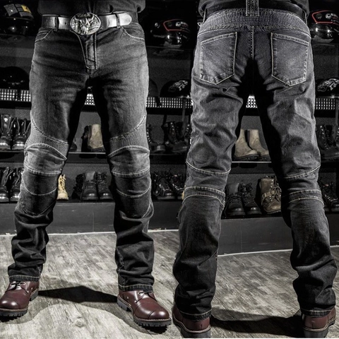Jeans da Moto Protettivi in Denim Pantaloni con Protezioni Ginocchia Fianchi Traspiranti Estivi Biker Casual Pantaloni in Denim