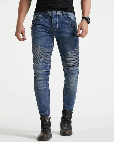 Vaqueros de Moto Retro para Hombre Algodón Lavado Corte Ajustado Pantalones Protectores Con Rodilleras Desmontables