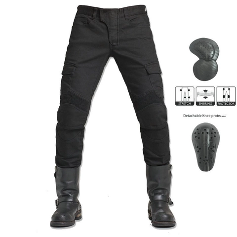 Men's Motorcycle Riding Jeans With Detachable CE Protective Gear Pads Biker Cargo Pants Slim Fit Stretch Cycling Trousers