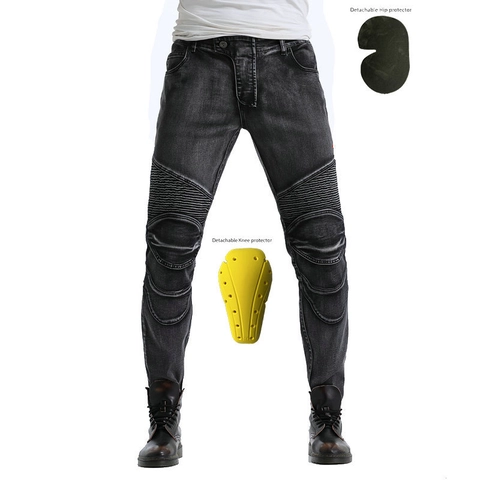 Pantaloni da Moto da Uomo Con Protezioni Rimovibili Stile Biker Slim Fit Protettivi in Denim Lavato per Ciclismo all'Aperto