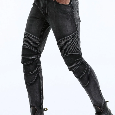 Pantaloni da Moto da Uomo Con Protezioni Rimovibili Stile Biker Slim Fit Protettivi in Denim Lavato per Ciclismo all'Aperto
