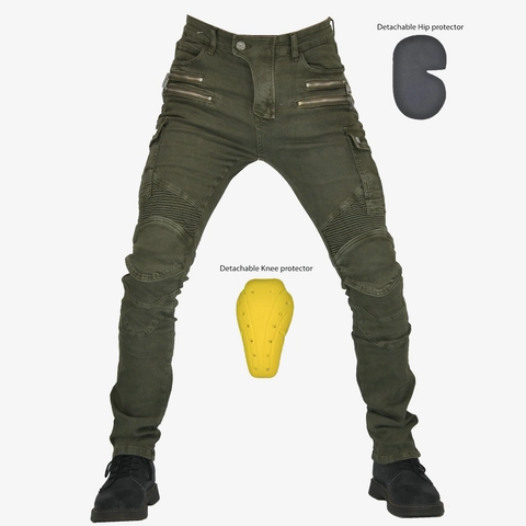 Pantaloni da Moto da Uomo Con Protezioni Rimovibili Jeans Cargo Pannelli Elasticizzati a Fisarmonica Resistenti All'abrasione