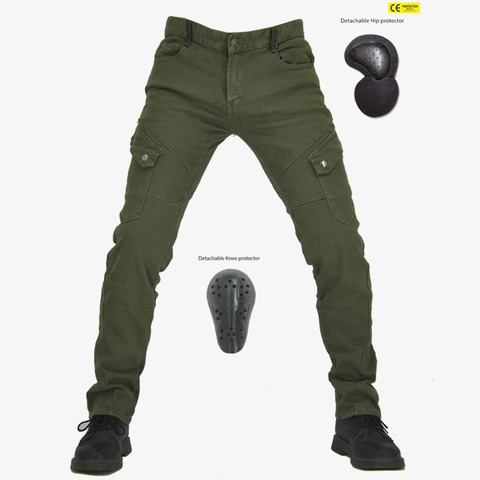 Pantaloni da Moto Retro Slim Fit per Uomo Pantaloni da Equitazione Cargo all'Aperto Con Protezioni CE Resistenti all'Usura