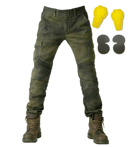 Pantaloni da Moto per Uomo Con Imbottiture Protettive Rimovibili Cargo Biker Jeans in Misto Cotone Pantaloni per Outdoor
