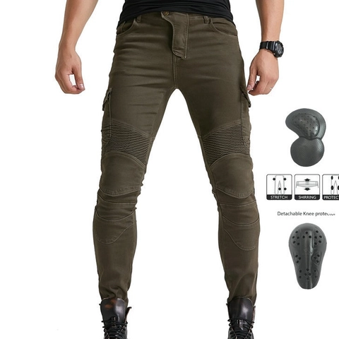 Heren Motorrijbroek Katoen Stretch Bikerbroek Met Afneembare Beschermingsmiddelen Cargo Tactische Broek Casual Slim Fit Broek