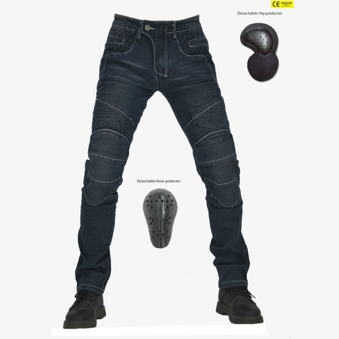 Pantaloni Protettivi Jeans da Moto Retro Pantaloni Biker in Denim Elasticizzato Con Protezioni Rimovibili per Uomo Donna Grigio Blu