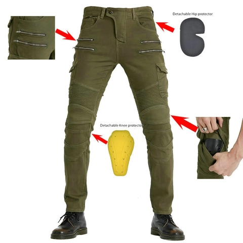 Pantaloni da Moto Unisex Cargo Protettivi Con Protezioni Fianchi e Ginocchia Rimovibili in Cotone Resistente Moto Jeans
