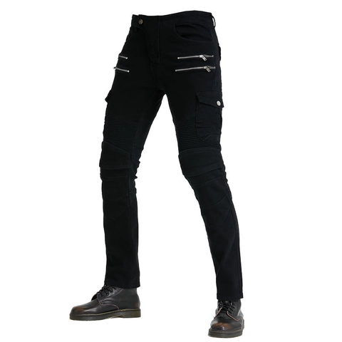 Heren Motorrijden Jeans Multi-Pocket Cargo Biker Broek Met Afneembare Beschermende Pads Slim Fit Flexibele Denim Broek