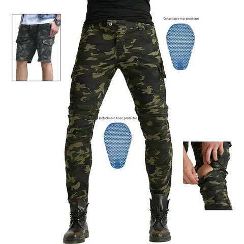 Pantaloni Cargo da Moto Mimetici da Uomo Con Equipaggiamento Protettivo in Silicone Pantaloni da Equitazione Tattici Staccabili