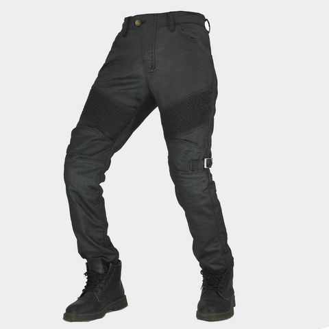 Motorradreithose Wasserdicht Beschichtetes Gewebe Anti-Fall Rennsport Hose Mit Abnehmbaren Protektoren Retro Biker Hose