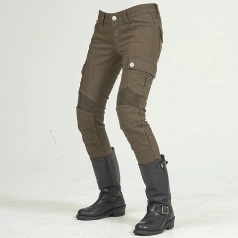 Women's Motorcycle Riding Pants Kevlar Protective Cargo Trousers With Removable Knee Pads Slim Fit Racing Outdoor Sport Pants