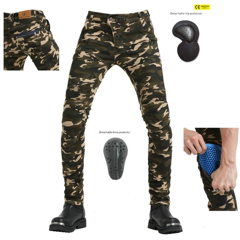 Pantaloni da Moto Slim Fit da Uomo Con Protezioni Mimetica Giungla Pantaloni Moto Stampati Pantaloni da Corsa