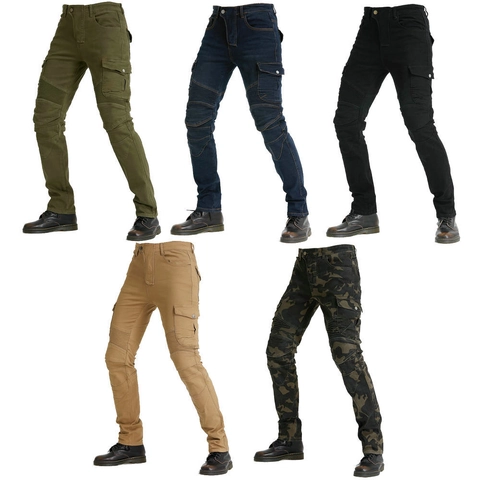 Pantaloni da Moto per Uomo Jeans da Biker Cargo Con Protezioni Rimovibili Resistenti All'abrasione Pantaloni Tattici Lunghi per Ciclismo