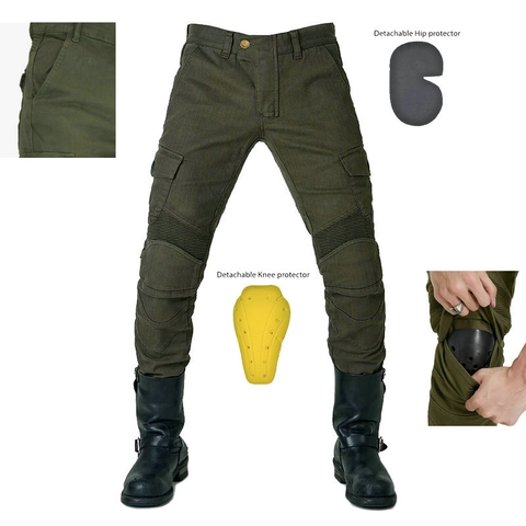 Pantaloni da Moto in Jeans Protettivi Cargo con Protezioni Ginocchia e Fianchi Rimovibili Pantaloni Tattici Biker Attrezzatura Moto