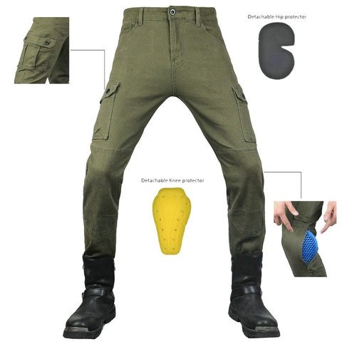 Men's Motorcycle Riding Cargo Pants Protective Gear Multi Pockets Slim Fit Jogger Casual Outdoor Protective Trousers