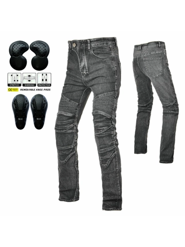 Motorfiets Beschermende Jeans Voor Heren Met Kniebeschermers Vintage Distressed Biker Rijbroek Stretch Denim Broek Voor Outdoor Fietsen