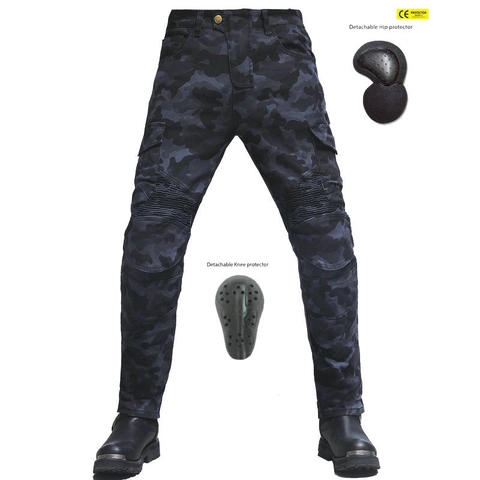 Pantaloni da Moto da Uomo Mimetici Cargo Con Protezioni CE Rimovibili Pantaloni da Equitazione Resistenti All'abrasione