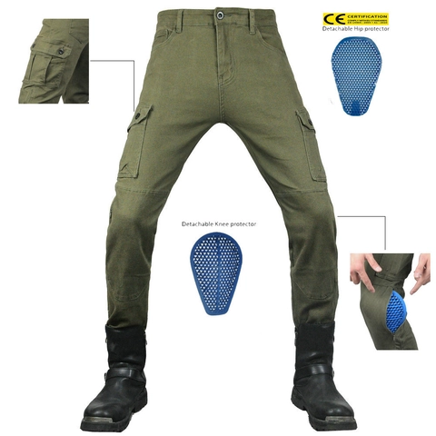 Pantaloni da Moto da Uomo Con Imbottiture Protettive CE Jeans Cargo Vestibilità Aderente Traspiranti Pantaloni da Corsa da Moto Attrezzatura da Equitazione Quotidiana