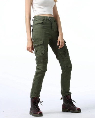 Damen Motorrad Cargo Hose Polyester Baumwolle Sturzfest Reithose Mit Schutzausrüstung Slim Fit Bikerhose