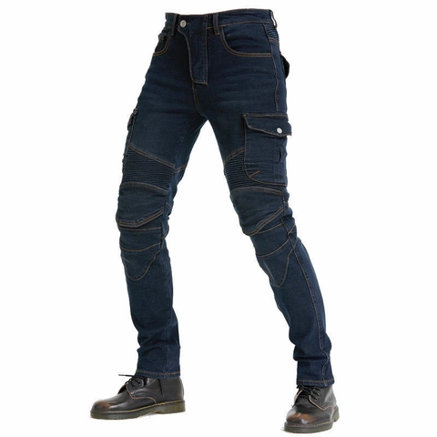 Unisex Motorcycle Riding Jeans With Removable CE Protectors Protective Racing Cargo Pants Accordion Stretch Biker Denim Trousers