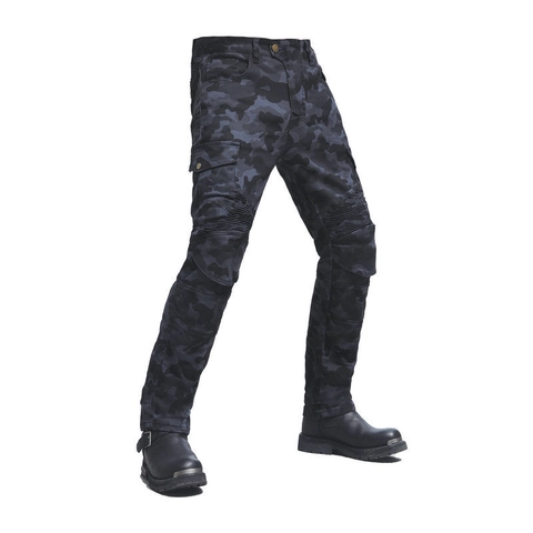 Pantaloni da Moto da Uomo Mimetici Cargo Con Protezioni CE Rimovibili Pantaloni da Equitazione Resistenti All'abrasione