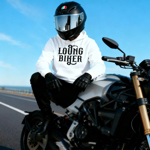 Felpa con Cappuccio da Moto per Uomo in Cotone con Stampa Grafica Manica Lunga Felpa Streetwear Giacca Casual Invernale
