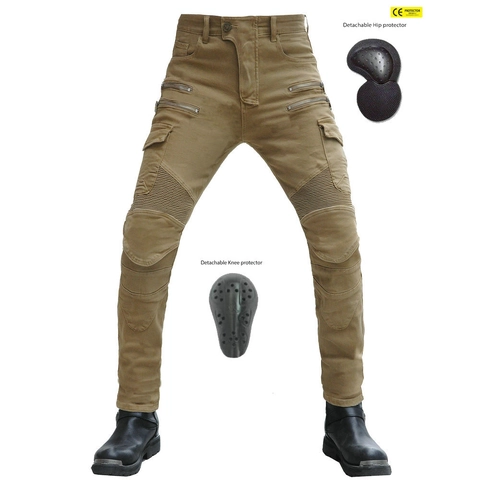 Motorcycle Riding Jeans Men Women Cargo Pants CE Armor Protective Gear Washed Cotton Biker Trousers Multi Pockets