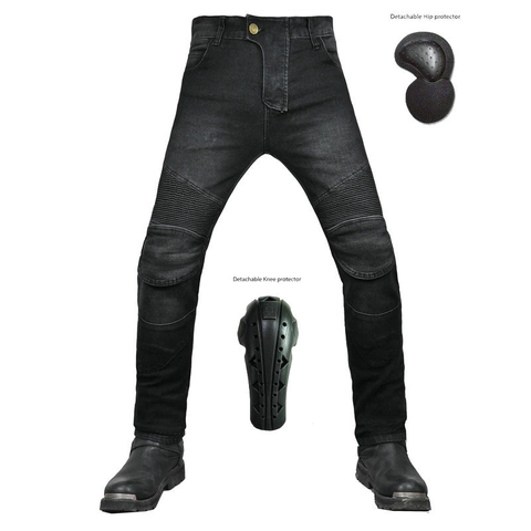 Motorrad Rennsport Reitjeans Mit Abnehmbarer Knie- Und Hüftschutzausrüstung Lockere Baumwoll Denim Bikerhose Für Herren Damen