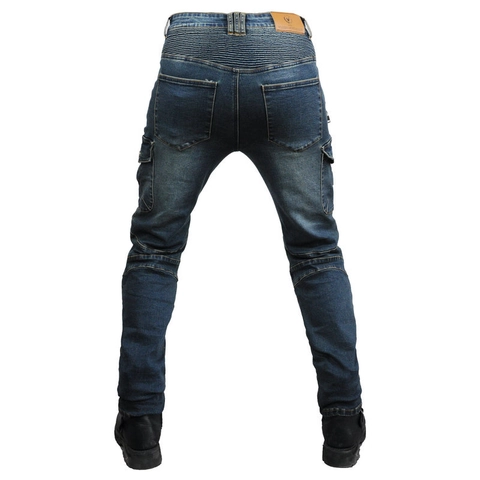 Pantaloni da Moto per Uomo con Protezioni Rimovibili per Ginocchia e Fianchi Stile Cargo Multitasche Denim Protezione
